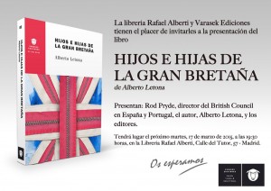 Presentación de «Hijos e hijas de la Gran Bretaña», de Alberto Letona, en la librería Rafael Alberti
